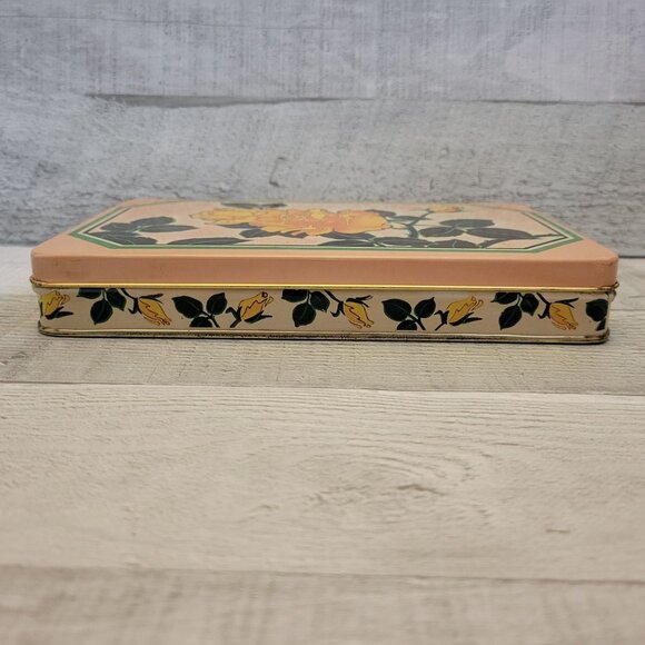 Vintage Interpur Tin Box With Yellow Rose Design - Picture 7 of 10